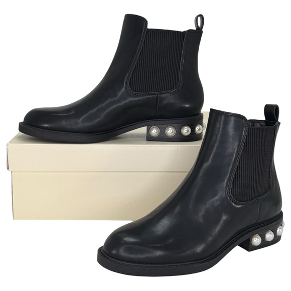 ON 34th Shoes - On 34th Jeovana Black Faux Leather Womens Ankle Boots Size 7M